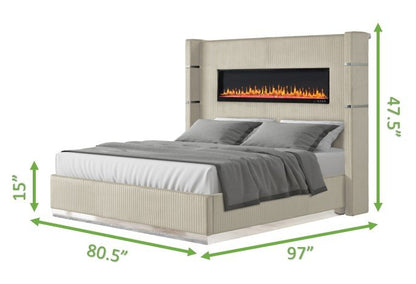 Galaxy Home Lizelle King Bed in with Ambient Lighting in Beige