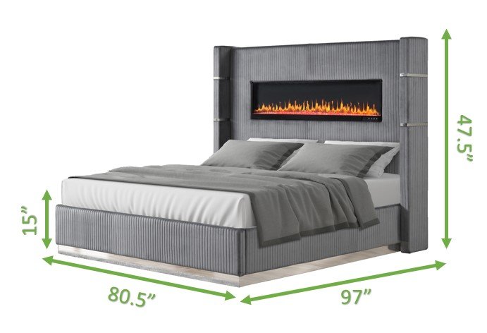 Galaxy Home Lizelle King Bed in with Ambient Lighting in Black