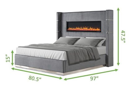 Galaxy Home Lizelle King Bed in with Ambient Lighting in Black
