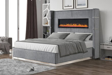 Load image into Gallery viewer, Galaxy Home Lizelle King Bed in with Ambient Lighting in Gray
