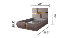 Load image into Gallery viewer, Galaxy Home Lorenzo Gold Detailed Tufted Upholstery Queen Bed in Grey
