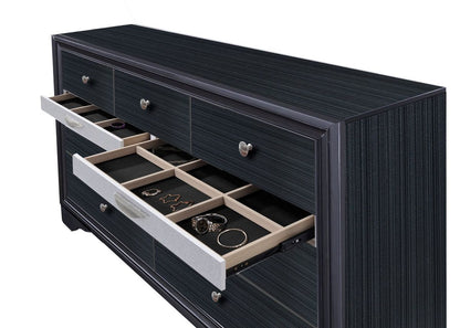 Galaxy Home Matrix 7 Drawer Dresser in Black