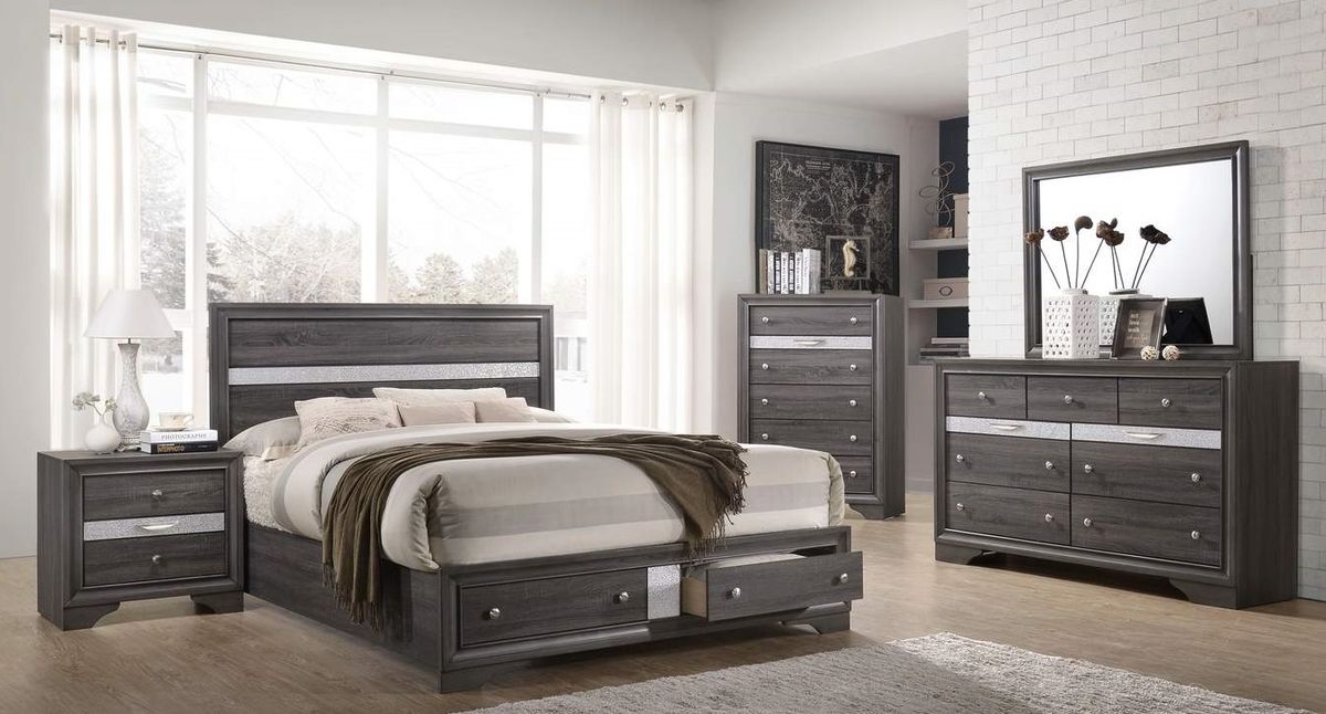 Galaxy Home Matrix 7 Drawer Dresser in Gray