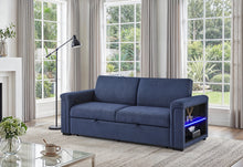 Load image into Gallery viewer, U0211 NAVY PULL OUT SOFA BED WITH LED ACRYLIC SHELVES AND SPEAKERS
