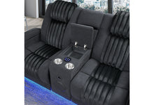 Load image into Gallery viewer, U8000 BLACK PWR REC SOFA/PWR CONSOLE REC LOVESEAT W/PHR
