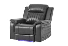 Load image into Gallery viewer, U8879 BLANCHE CHARCOAL WITH BLACK WELT POWER RECLINER WITH LED
