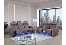Load image into Gallery viewer, U8000 BROWN PWR REC SOFA/PWR CONSOLE REC LOVESEAT W/PHR
