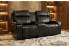 Load image into Gallery viewer, U8880 BLACK LEATHER POWER CONSOLE RECLINING LOVESEAT WITH COOLER
