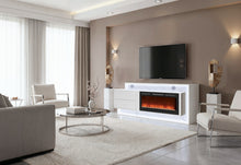 Load image into Gallery viewer, KIRA WHITE 87" ENTERTAINMENT UNIT WITH BLUETOOTH SPEAKER AND LED
