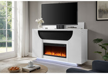 Load image into Gallery viewer, AVEENA WHITE 76" ENT UNIT WITH TV, LED, SPEAKERS, CRYSTAL AND POP-UP
