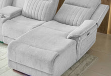 Load image into Gallery viewer, U8879 GREY 1 POWER PUSHBACK SECTIONAL WITH LED AND GLOBAL SS SPKR

