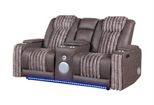 Load image into Gallery viewer, U8000 BROWN PWR CONSOLE REC LOVESEAT W/PHR, LED AND SPEAKER
