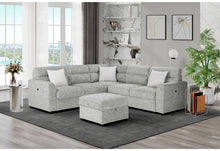 Load image into Gallery viewer, U9401 NICKEL SOFA BED SECTIONAL WITH 3 PILLOWS AND OTTOMAN
