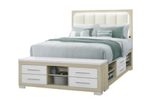 Load image into Gallery viewer, EMMA NATURAL/WHITE QUEEN BED WITH LED AND USB
