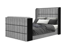 Load image into Gallery viewer, ISABELLA GREY QUEEN BED W/LED, TV LIFT, SPEAKER AND FIREPLACE
