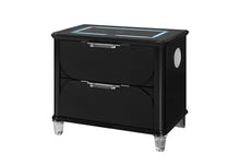 Load image into Gallery viewer, LANDO BLACK NIGHTSTAND WITH SPEAKER AND WIRELESS CHARGING PLATFORM
