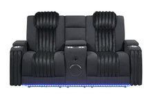Load image into Gallery viewer, U8000 BLACK PWR CONSOLE REC LOVESEAT W/PHR, LED AND SPEAKER
