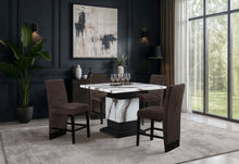 Load image into Gallery viewer, D12 BAR TABLE AND 4 D12 BROWN BAR STOOLS

