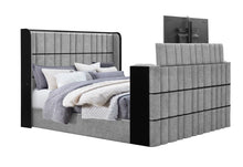 Load image into Gallery viewer, ISABELLA GREY KING BED W/LED, TV LIFT, SPEAKER AND FIREPLACE
