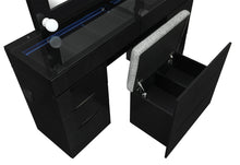 Load image into Gallery viewer, ELLA BLACK VANITY SET WITH STORAGE STOOL
