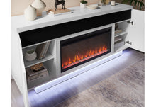 Load image into Gallery viewer, AILEEN WHITE 76" ENT UNIT W/LED, SPEAKERS, CRYSTAL AND POP-UP DOORS
