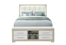 Load image into Gallery viewer, EMMA NATURAL/WHITE QUEEN BED WITH LED AND USB
