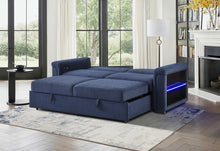 Load image into Gallery viewer, U0211 NAVY PULL OUT SOFA BED WITH LED ACRYLIC SHELVES AND SPEAKERS
