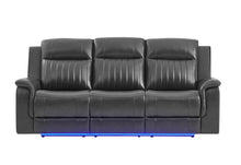 Load image into Gallery viewer, U8879 BLANCHE CHARCOAL PWR REC SOFA W/LED &amp; GLOBAL SURROUND SYSTEM
