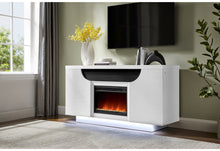 Load image into Gallery viewer, AILEEN WHITE 66" ENT UNIT W/LED, SPEAKERS, CRYSTAL AND POP-UP DOORS
