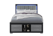 Load image into Gallery viewer, EMMA BLACK/GREY QUEEN BED WITH LED AND USB
