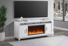 Load image into Gallery viewer, LILY WHITE ENTERTAINMENT UNIT 72 W/ LED, SPEAKERS, CRYSTAL INSERTS
