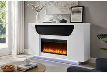 Load image into Gallery viewer, AVEENA WHITE 76" ENT UNIT WITH TV, LED, SPEAKERS, CRYSTAL AND POP-UP
