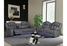 Load image into Gallery viewer, U7068 GREY 10 PWR REC SOFA/PWR CON REC LOVESEAT WITH LED
