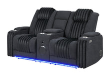 Load image into Gallery viewer, U8000 BLACK PWR CONSOLE REC LOVESEAT W/PHR, LED AND SPEAKER
