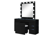 Load image into Gallery viewer, ELLA BLACK VANITY SET WITH STORAGE STOOL
