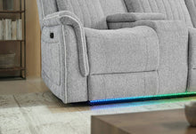 Load image into Gallery viewer, U8879 GREY 1 POWER PUSHBACK SECTIONAL WITH LED AND GLOBAL SS SPKR
