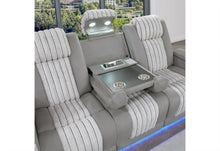 Load image into Gallery viewer, U8000 GREY PWR REC SOFA W/PHR, DDT, READING LIGHT &amp; LED LIGHT
