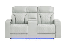 Load image into Gallery viewer, U8611 BLANCHE SILVER PWR CON REC LOVESEAT WITH PHR, LED &amp; SPEAKER
