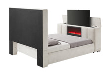 Load image into Gallery viewer, SERENITY CREMA QUEEN BED WITH SPEAKER, TV LIFT AND FIREPLACE
