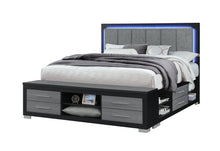 Load image into Gallery viewer, EMMA BLACK/GREY KING BED WITH LED AND USB
