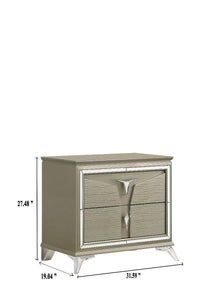 Galaxy Home Samantha Nightstand Silver - Ego Home Furniture