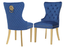 Load image into Gallery viewer, Galaxy Home Simba Gold Legs Dining Chair (Set of 2) in Blue image
