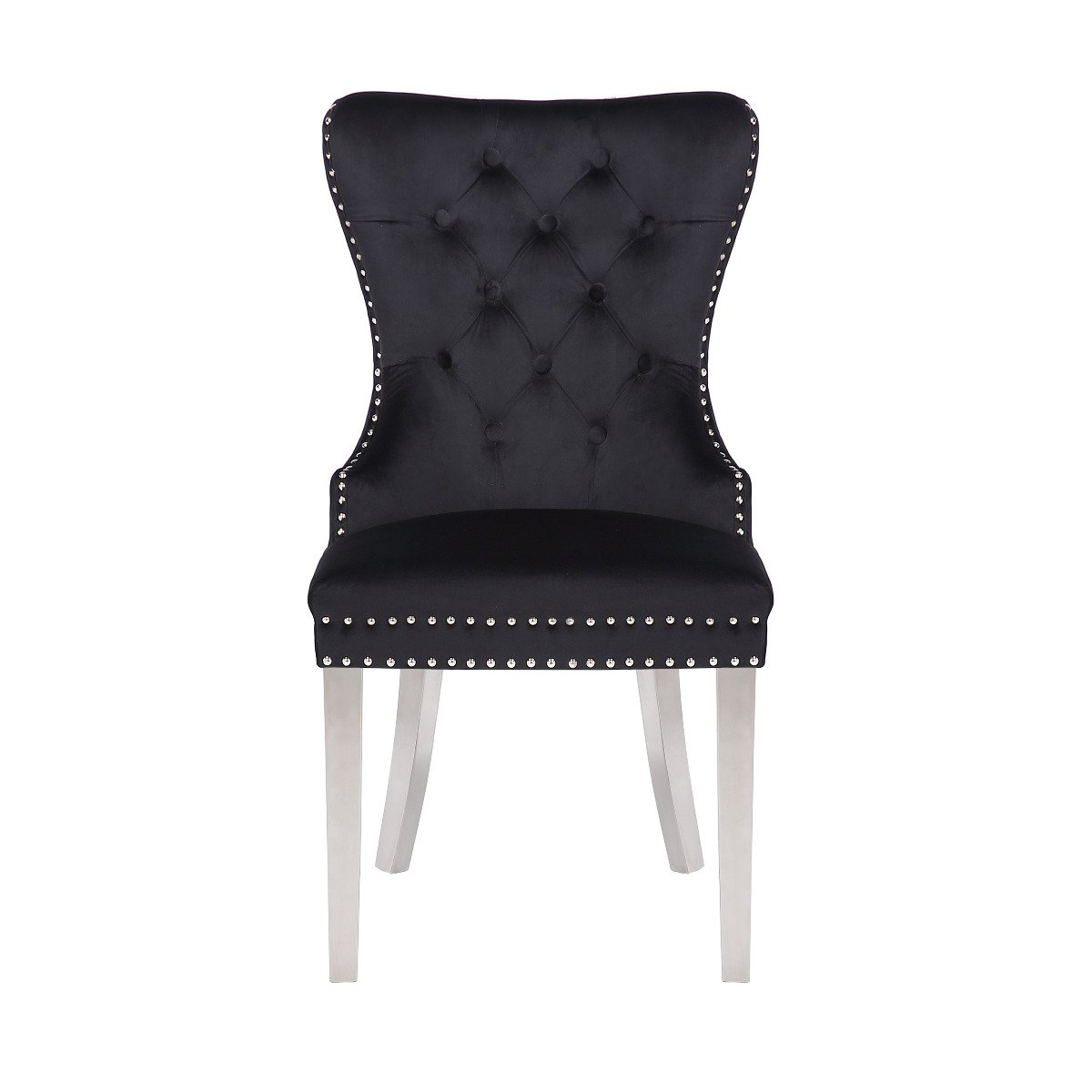 Galaxy Home Simba Stainless Steel Legs Dining Chair (Set of 2) in Black