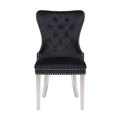 Galaxy Home Simba Stainless Steel Legs Dining Chair (Set of 2) in Black