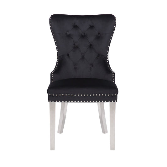 Galaxy Home Simba Stainless Steel Legs Dining Chair (Set of 2) in Black