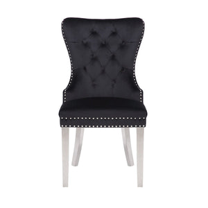 Galaxy Home Simba Stainless Steel Legs Dining Chair (Set of 2) in Black