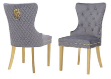 Load image into Gallery viewer, Galaxy Home Simba Gold Legs Dining Chair (Set of 2) in Grey image
