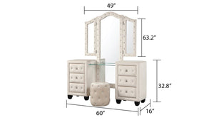 Galaxy Home Sophia Vanity in Cream - Ego Home Furniture