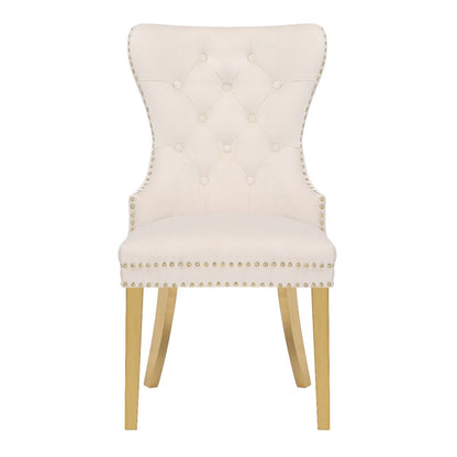 Galaxy Home Simba Gold Legs Dining Chair (Set of 2) in Beige