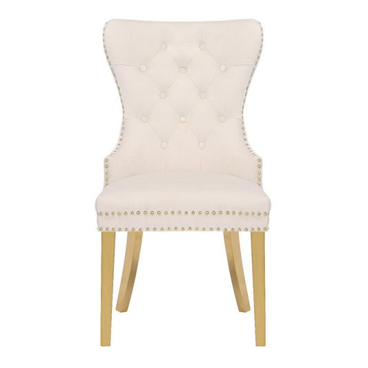 Galaxy Home Simba Gold Legs Dining Chair (Set of 2) in Beige